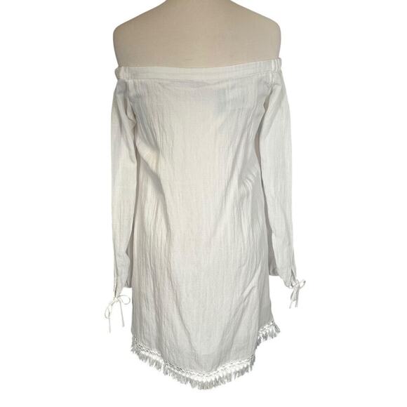 Lilly Pulitzer Adira Dress White New With Tag Fringe Botton Off the Shoulder XS - Picture 2 of 10